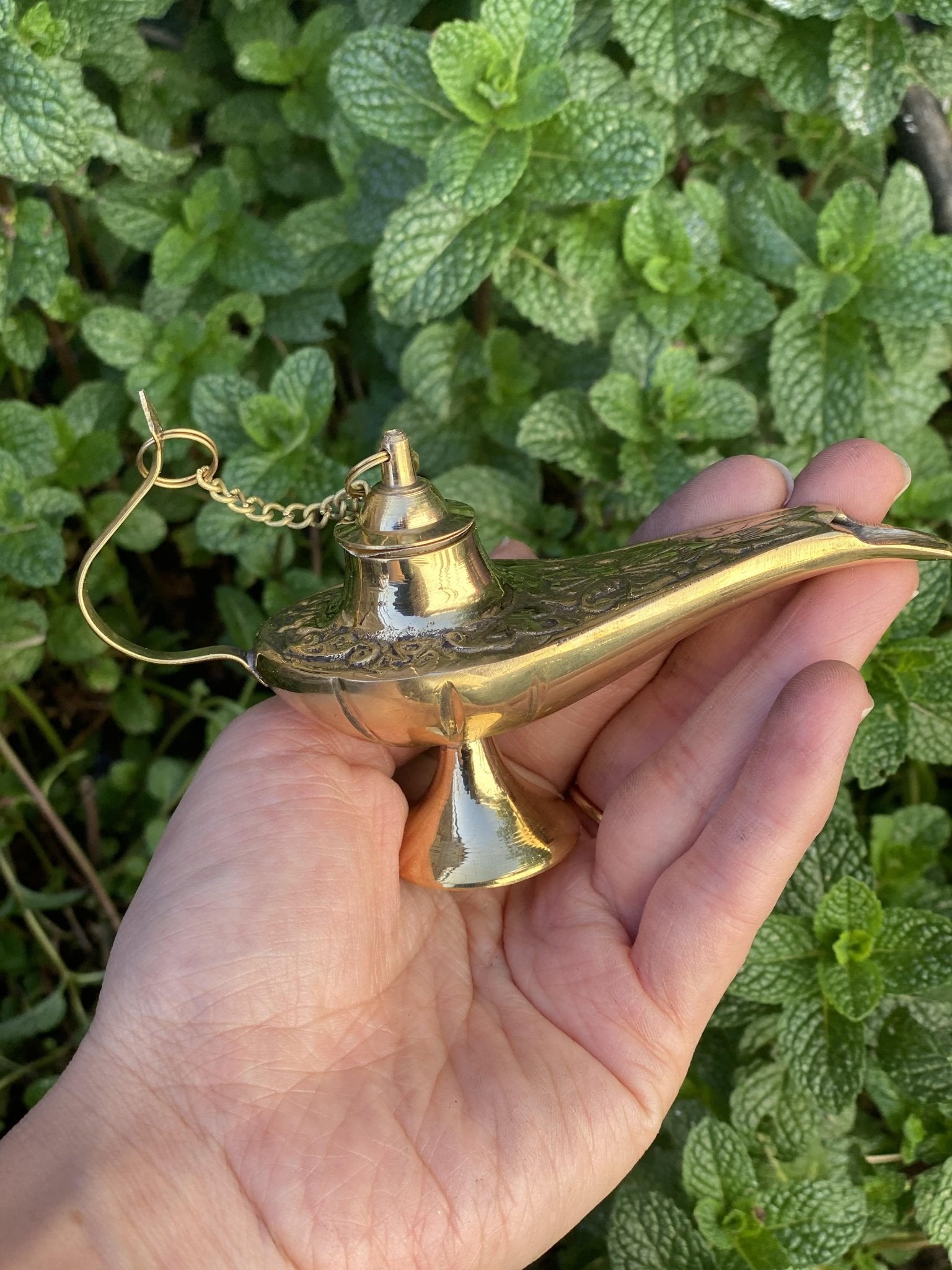 Brass Aladdin Lamp 6"L (Genie Lamp) For Incense Cone Burner - Shop Cosmic Healing