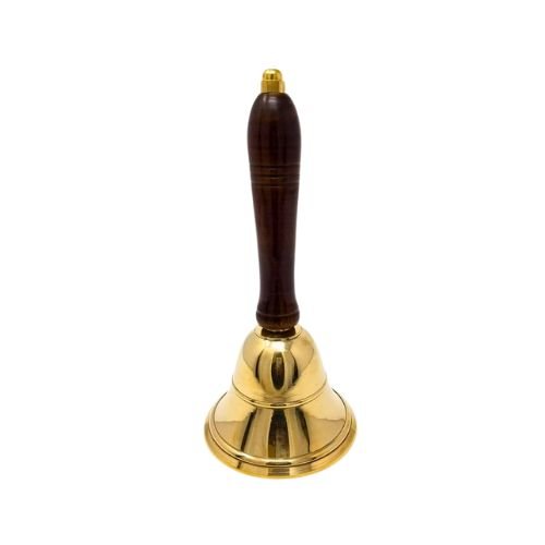 Brass Bell with Wooden Handle 8" for new beginnings, clarity, and confidence - Shop Cosmic Healing