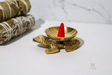 Brass Frog Cone Incense Burner 4.75" - Shop Cosmic Healing