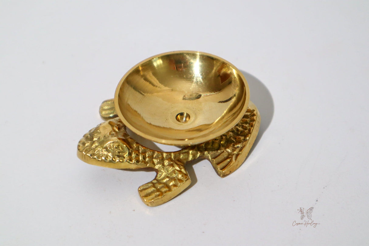 Brass Frog Cone Incense Burner 4.75" - Shop Cosmic Healing