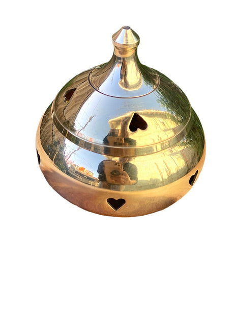 Brass Incense Burner with Hearts 3" - Shop Cosmic Healing