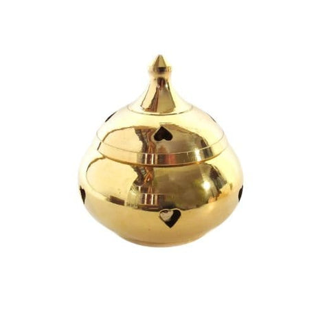 Brass Incense Burner with Hearts 3.25" (Quemador con Corazones) - Shop Cosmic Healing