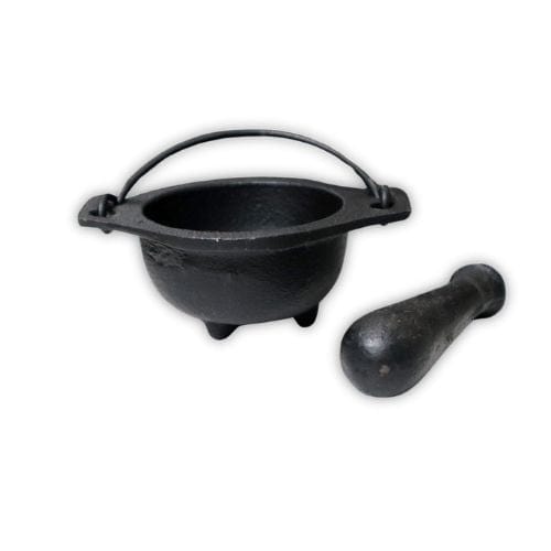 Cast Iron Cauldron 3"D w/ Cast Iron Pestle - Shop Cosmic Healing