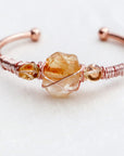 Citrine Quartz Wire Wrapped Open Cuff Bracelet - Shop Cosmic Healing