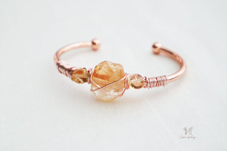 Citrine Quartz Wire Wrapped Open Cuff Bracelet - Shop Cosmic Healing