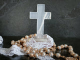 Clear Mexican Onyx Crystal 3" Cross with Base - Shop Cosmic Healing