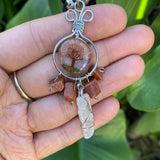 Clear Quartz & Red Goldstone Wire - Wrapped Tree of Life Pendant - Shop Cosmic Healing