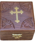 Cross Inlaid Wooden Rosary Keepsake Box 3" - Shop Cosmic Healing