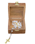 Cross Inlaid Wooden Rosary Keepsake Box 3" - Shop Cosmic Healing