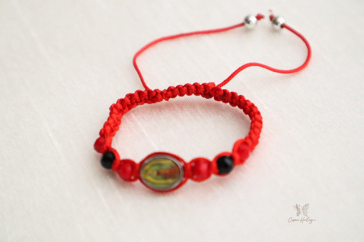 Dainty Red String Virgin of Guadalupe Bracelet - Shop Cosmic Healing