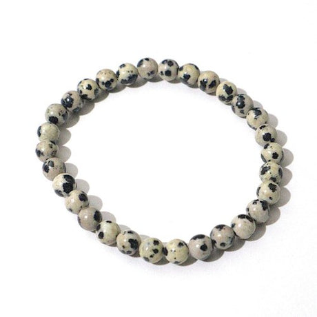 Dalmatian Jasper Bracelet 6mm to connect with inner child release anger, or feelings of hurt, emotional balance - Shop Cosmic Healing