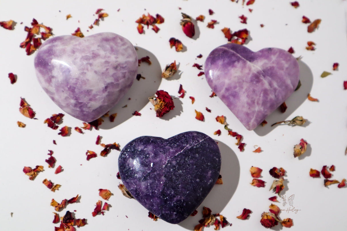 Deep Purple Lepidolite Heart With Mica Inclusions- LH1 - Shop Cosmic Healing