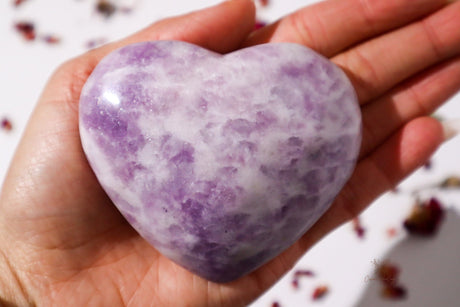 Deep Purple Lepidolite Heart With Mica Inclusions- LH1 - Shop Cosmic Healing