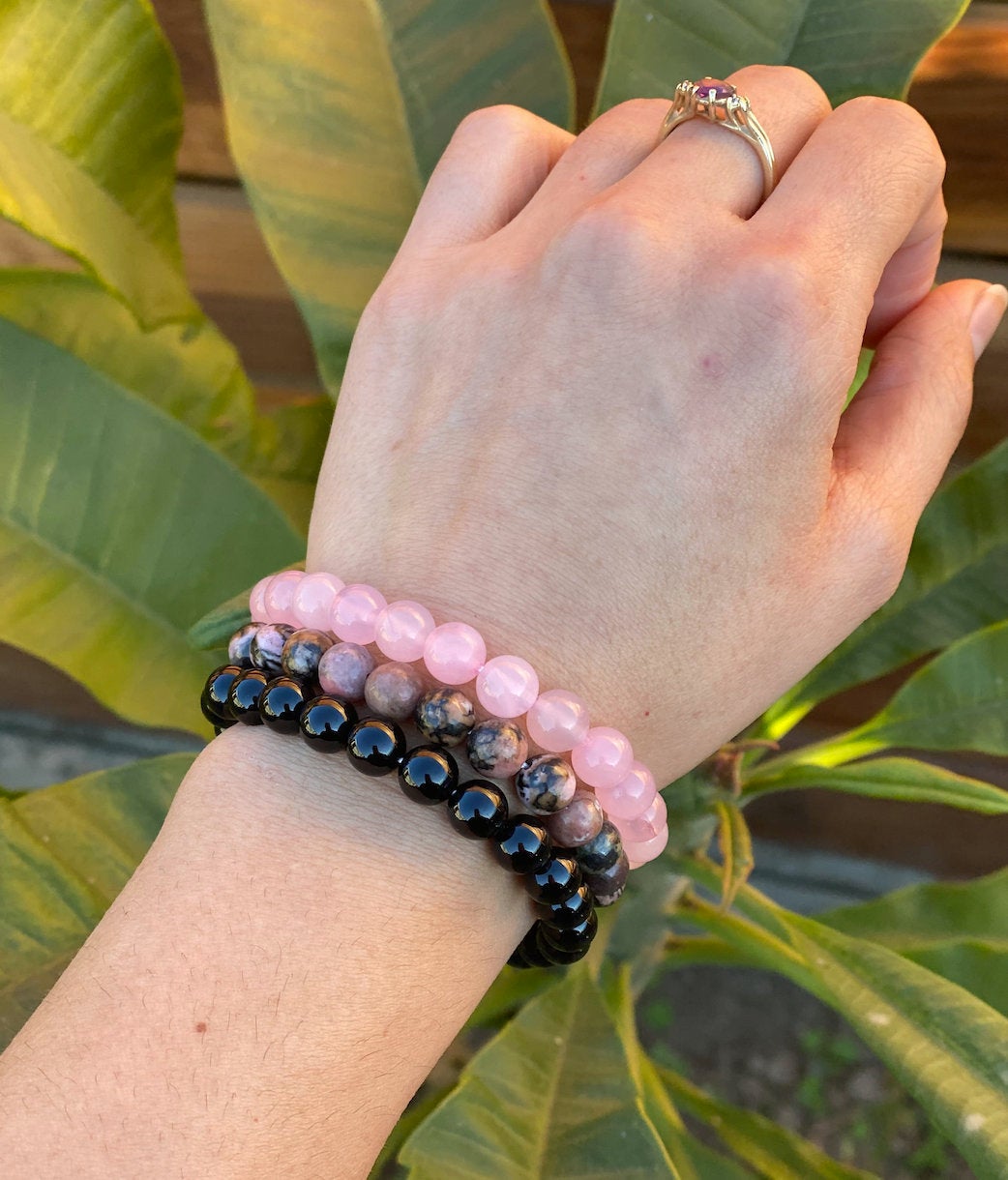 Divine Feminine Power Rose Quartz & Rhodonite Stones of Self Love - Shop Cosmic Healing