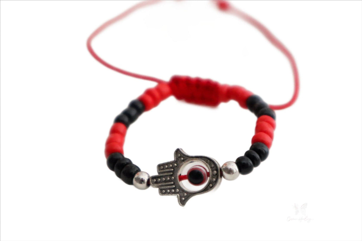 Double Protection Bracelet Evil Eye Hamsa Hand Bracelet - Shop Cosmic Healing