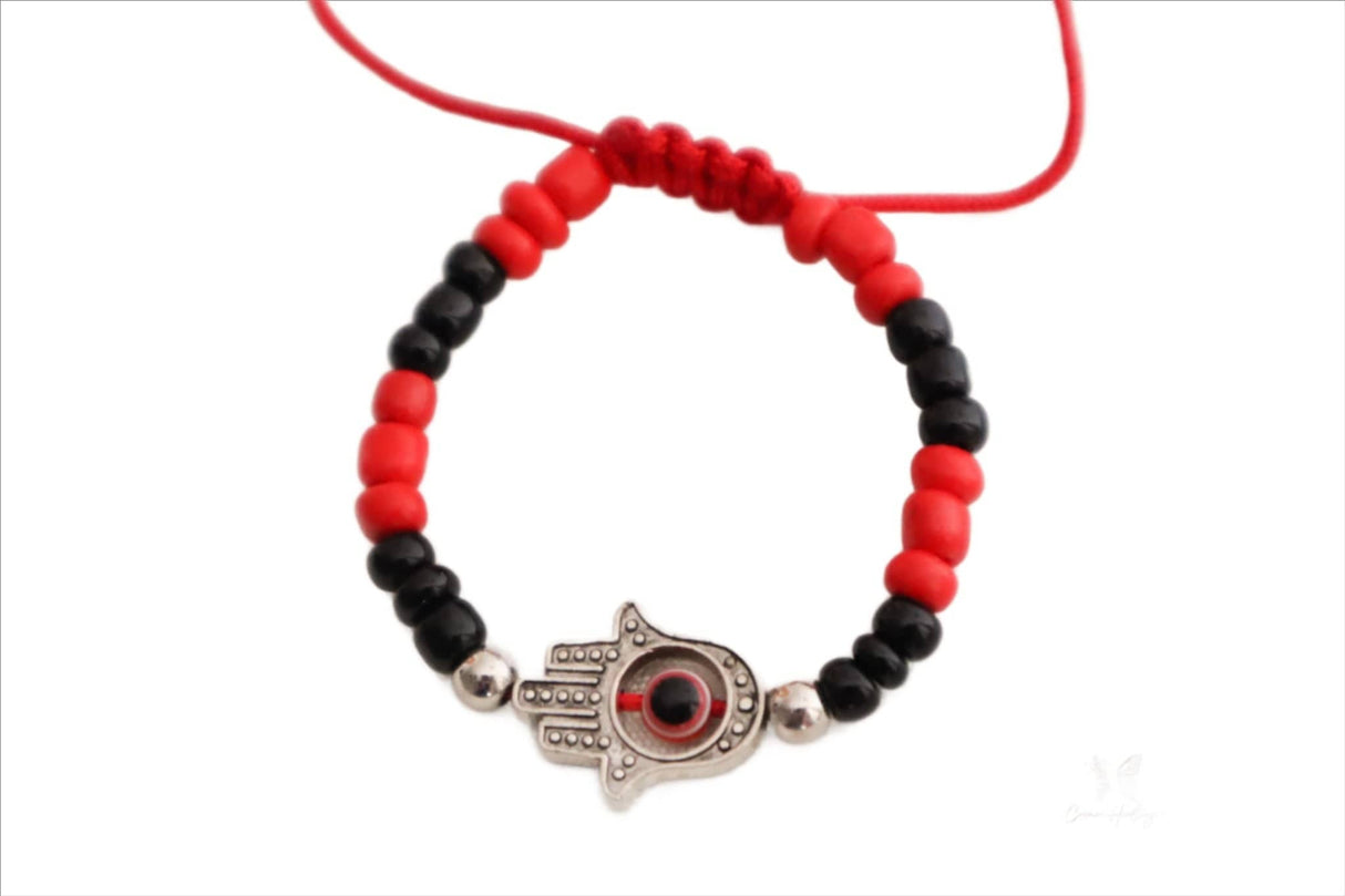 Double Protection Bracelet Evil Eye Hamsa Hand Bracelet - Shop Cosmic Healing