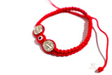 Double Saint Benedict Medal Bracelet With Red Evil Eye - Shop Cosmic Healing