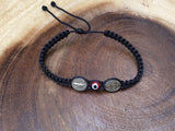 Double Saint Benedict Medal Bracelet With Red Evil Eye - Shop Cosmic Healing