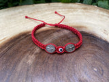 Double Saint Benedict Medal Bracelet With Red Evil Eye - Shop Cosmic Healing