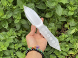 Double Terminated Selenite Dagger Chakra Engraved Ritual Knife 10" - Shop Cosmic Healing