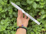 Double Terminated Selenite Dagger Chakra Engraved Ritual Knife 10" - Shop Cosmic Healing