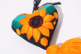 Embroidered Heart Tassel with Sunflower Mexican Pom-Pom - Shop Cosmic Healing