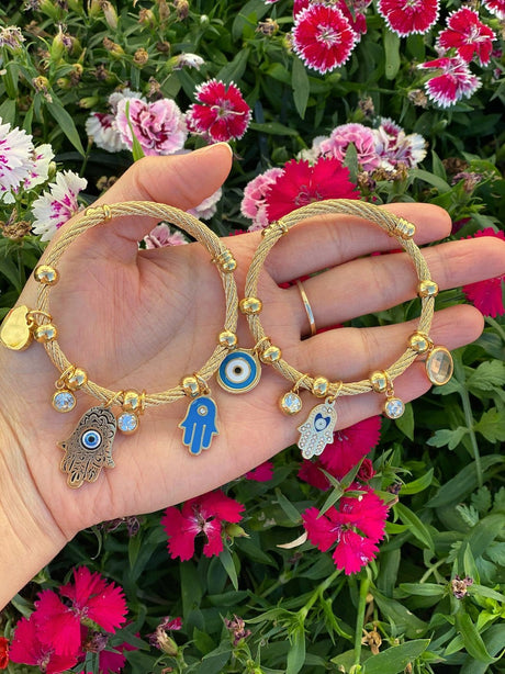 Evil Eye Hamsa Hand Charm Bracelet - Shop Cosmic Healing