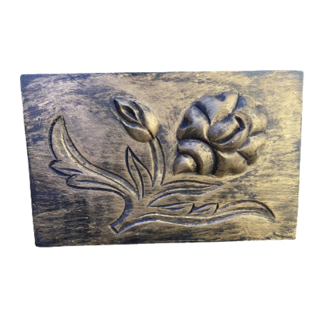 Golden Rose Antique Finish Wooden Box 5x8" - Shop Cosmic Healing