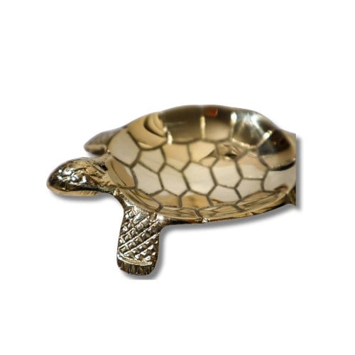 Brass turtle incense holder, 4" golden finish