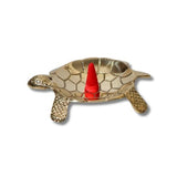 4-Inch golden turtle brass incense burner