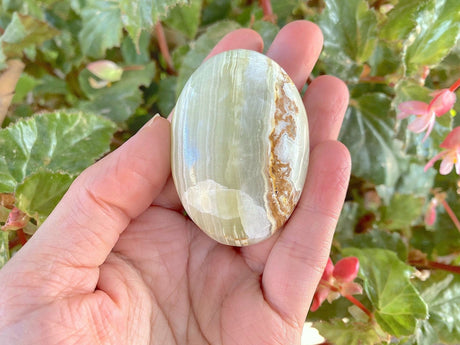 Green Marbled Onyx Palmstone From Pakistan - Shop Cosmic Healing