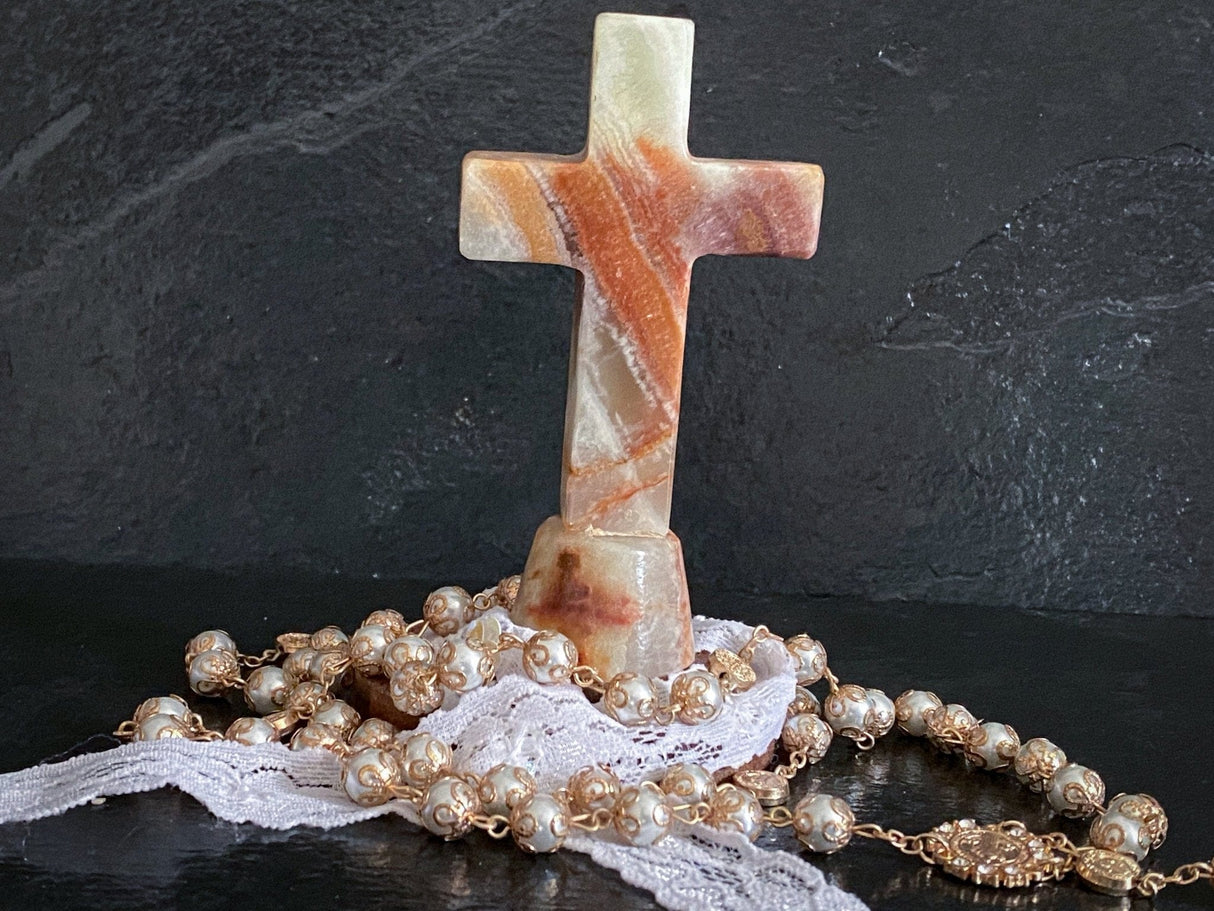 Green Mexican Onyx Crystal Cross 4" - Shop Cosmic Healing