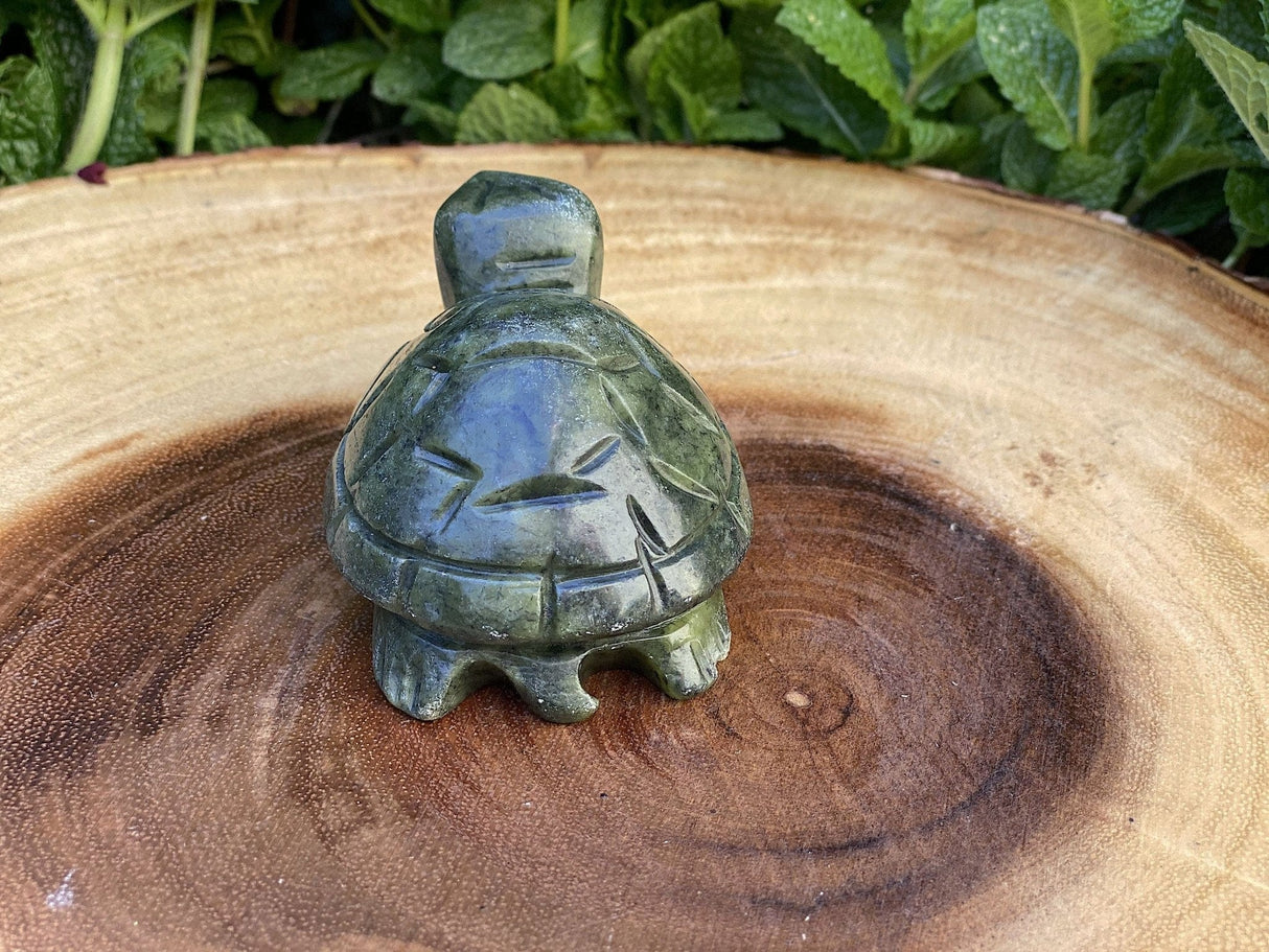 Hand Carved Green Jade Gemstone Turtle 3 3/4" - Shop Cosmic Healing