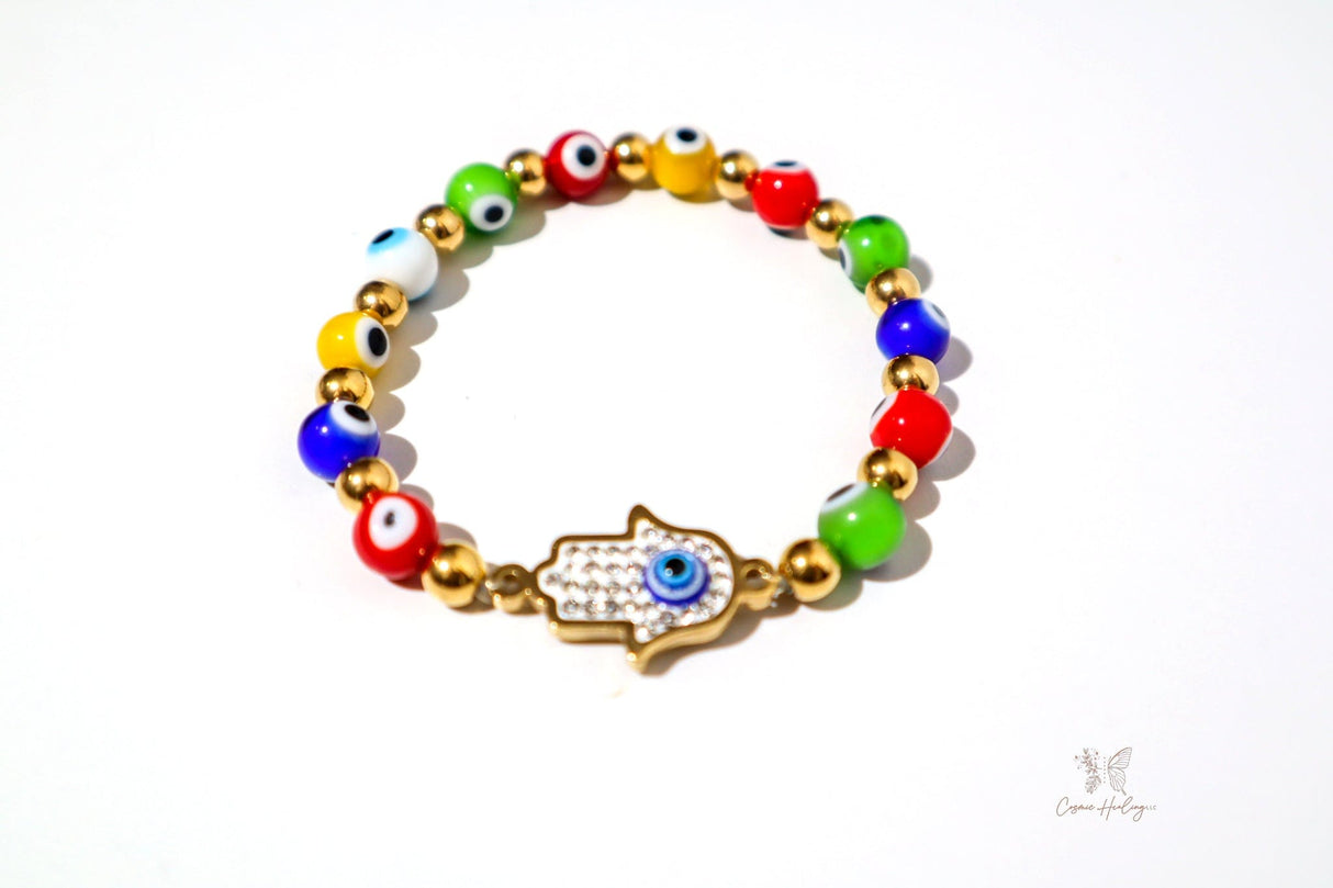 Hand of Fatima Evil Eye Bracelet with Multi Color