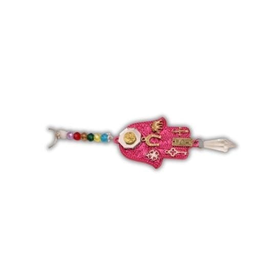 Hand of Hamsa House Blessing Charm - Pink For protection and good fortune - Shop Cosmic Healing