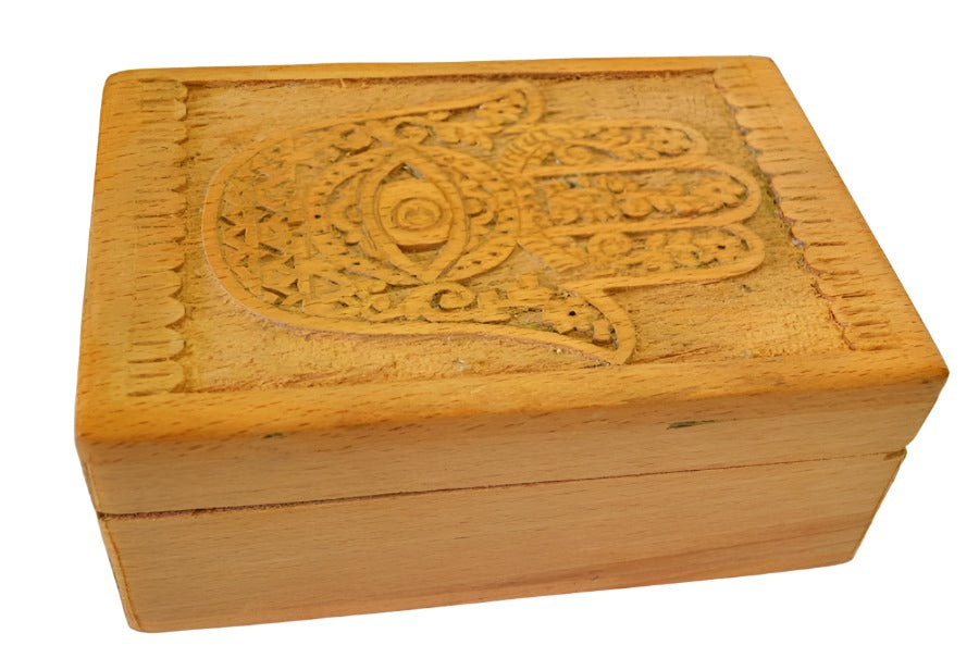 Hand of Hamsa Wooden Carved 4x6" - Shop Cosmic Healing