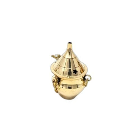 Hanging Brass Charcoal Burner with Stand 3.75"H - Shop Cosmic Healing