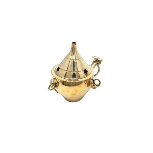 Hanging Brass Charcoal Burner with Stand 3.75"H - Shop Cosmic Healing