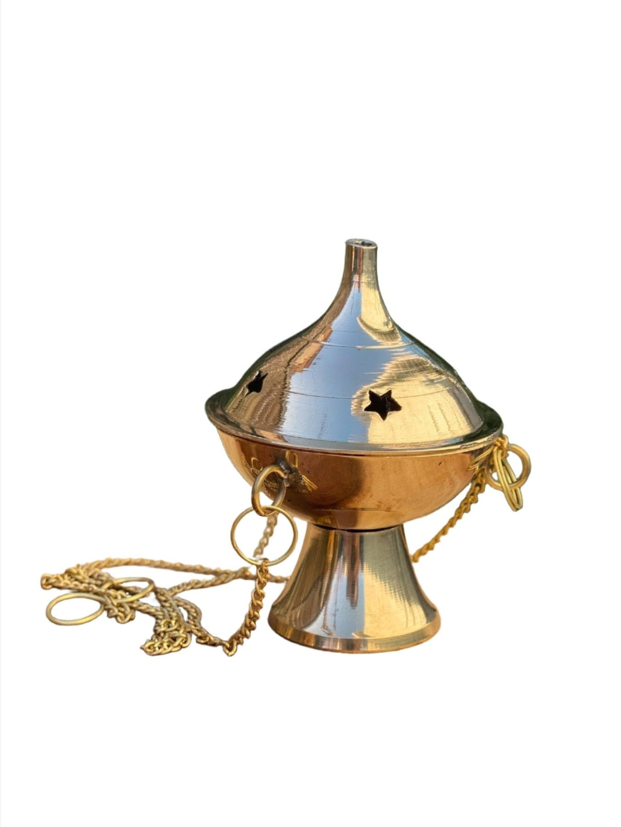 Hanging Brass Charcoal Burner with Stand 3.75"H - Shop Cosmic Healing