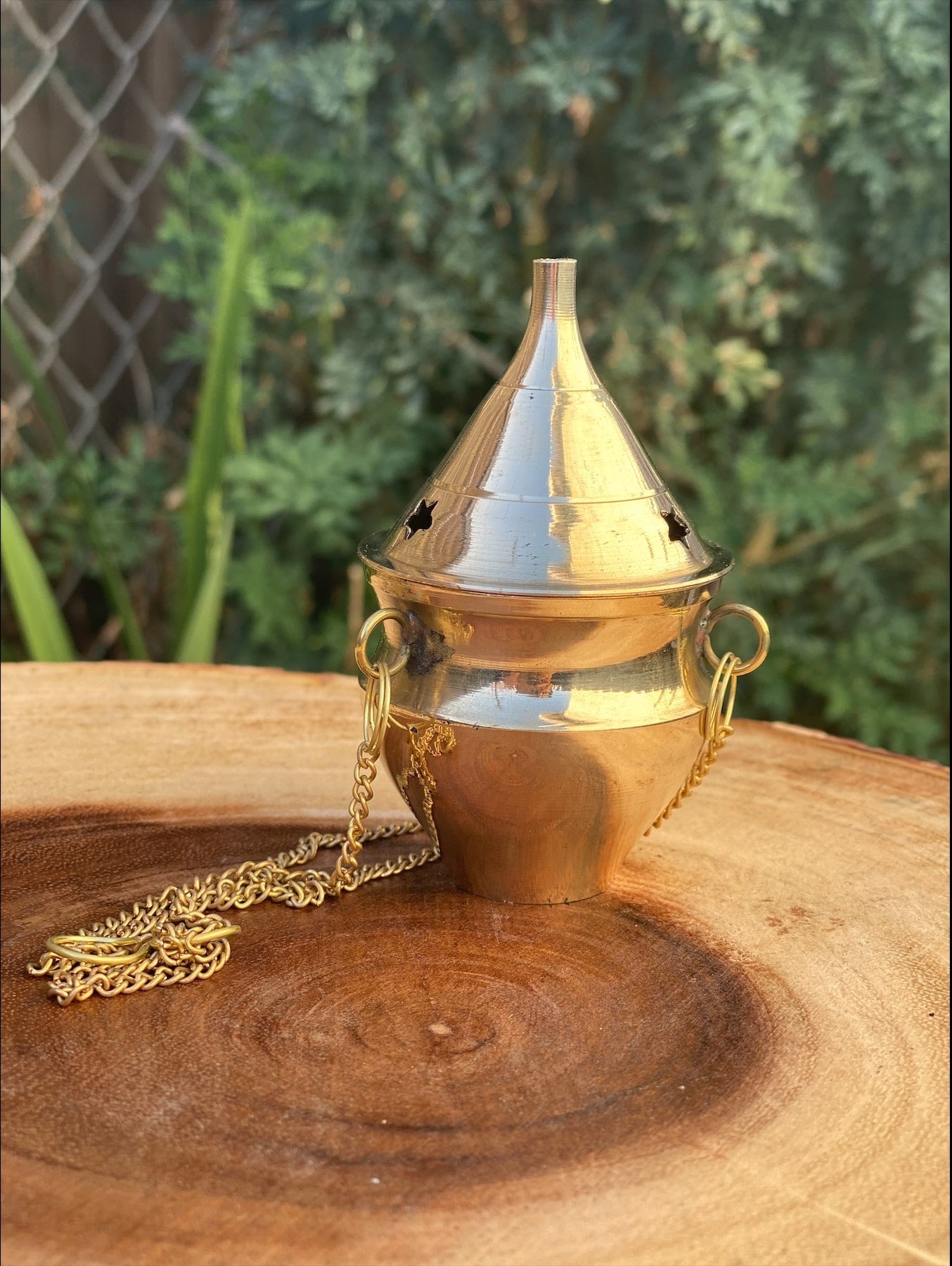 Hanging Brass Charcoal Burner with Stand 3.75"H - Shop Cosmic Healing