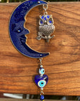 Hanging Owl with Turkish Evil Eye Amulet - Shop Cosmic Healing