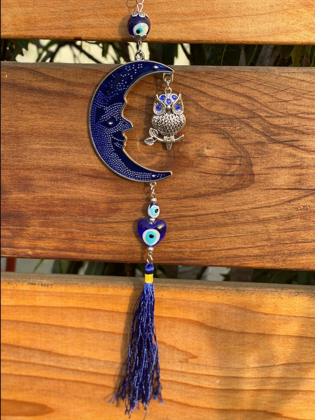 Hanging Owl with Turkish Evil Eye Amulet - Shop Cosmic Healing