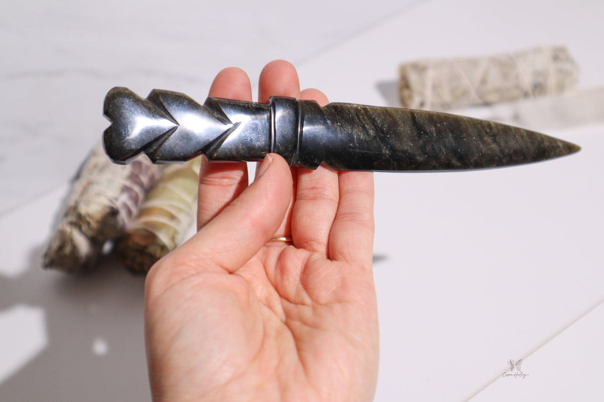 Heart Handle Dagger Obsidian - Shop Cosmic Healing