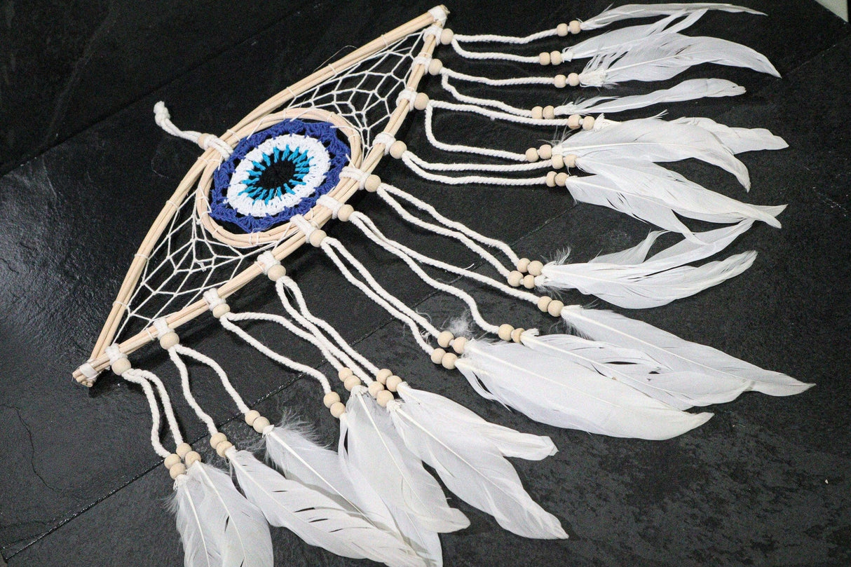 Indigo Blue Evil Eye Dream Catcher 14x5" - Shop Cosmic Healing