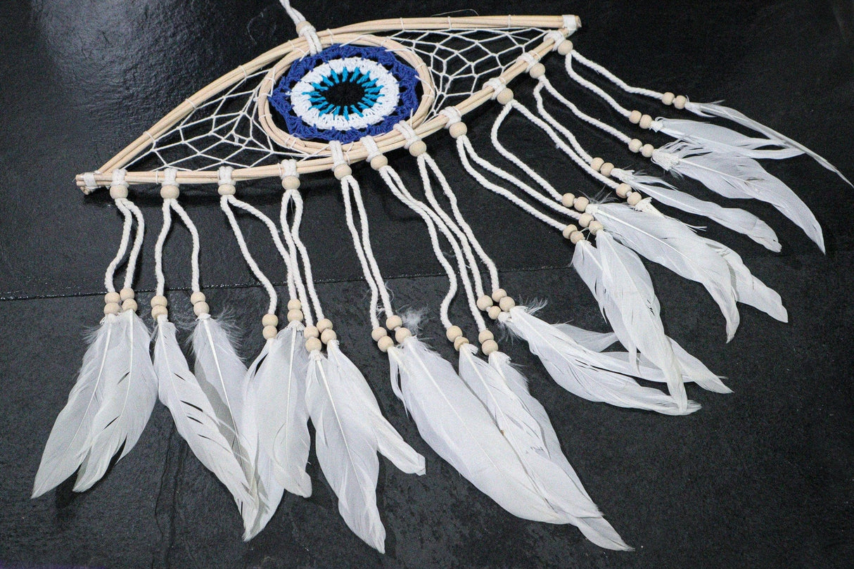 Indigo Blue Evil Eye Dream Catcher 14x5" - Shop Cosmic Healing