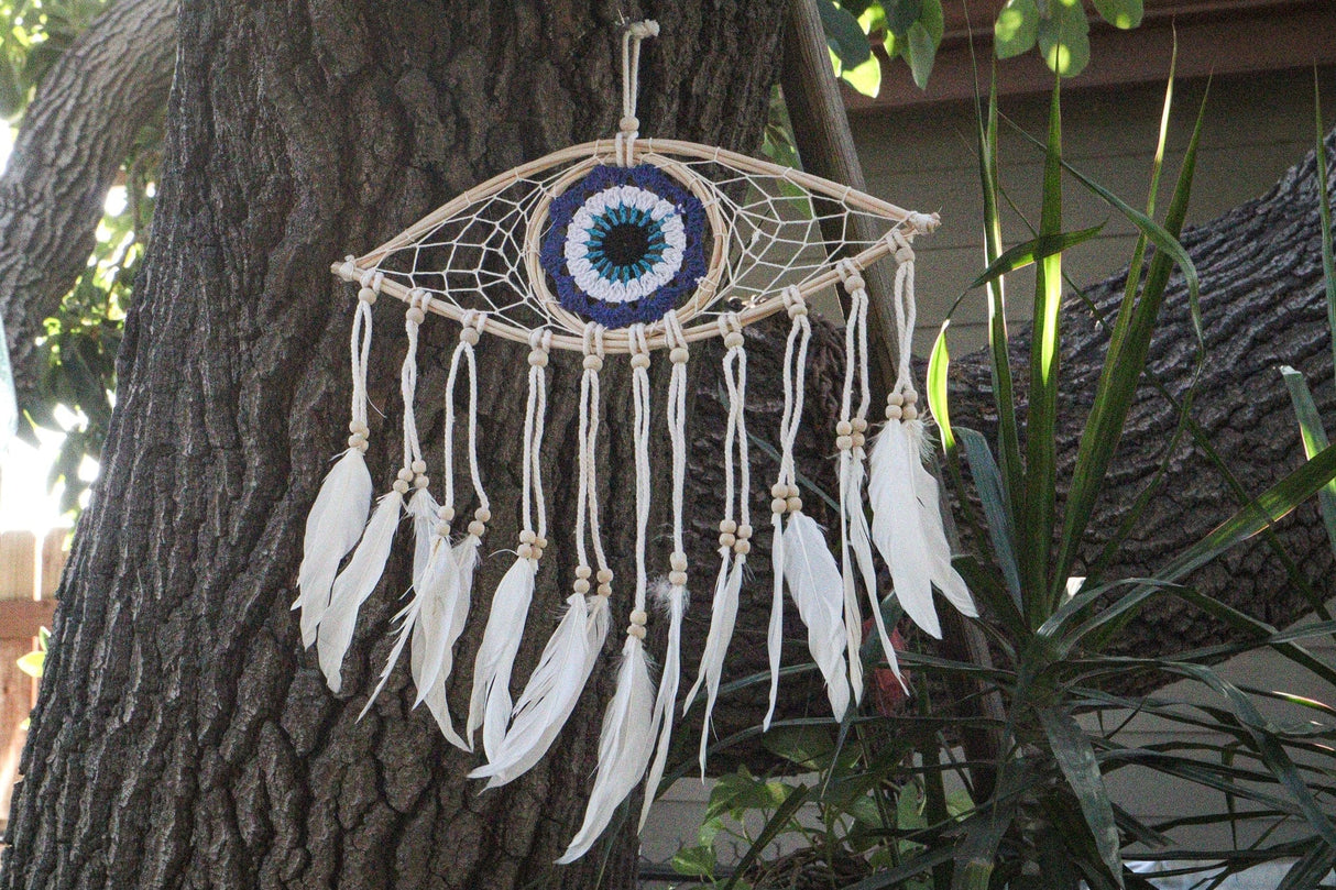 Indigo Blue Evil Eye Dream Catcher 14x5" - Shop Cosmic Healing