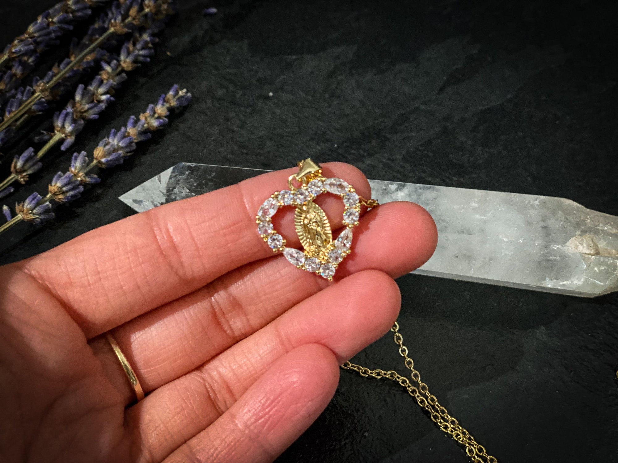 Jennifer Heart Shaped Virgen De Guadalupe Pendant - Shop Cosmic Healing