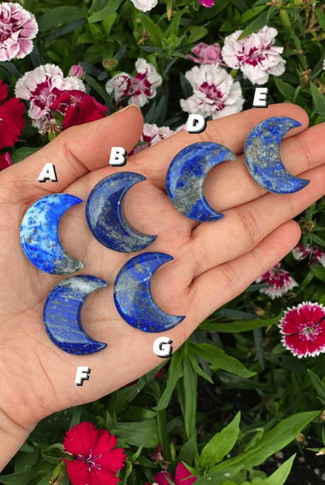 Lapis Lazuli Crescent Moons - Shop Cosmic Healing