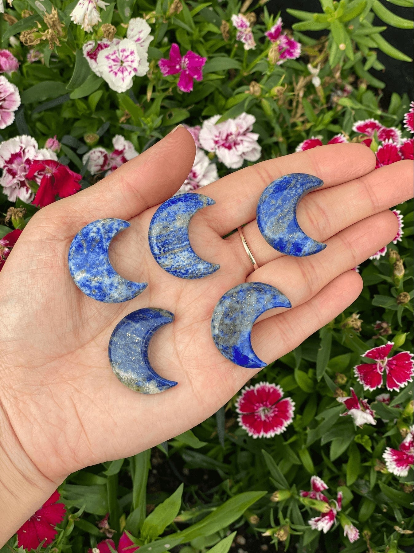 Lapis Lazuli Crescent Moons - Shop Cosmic Healing