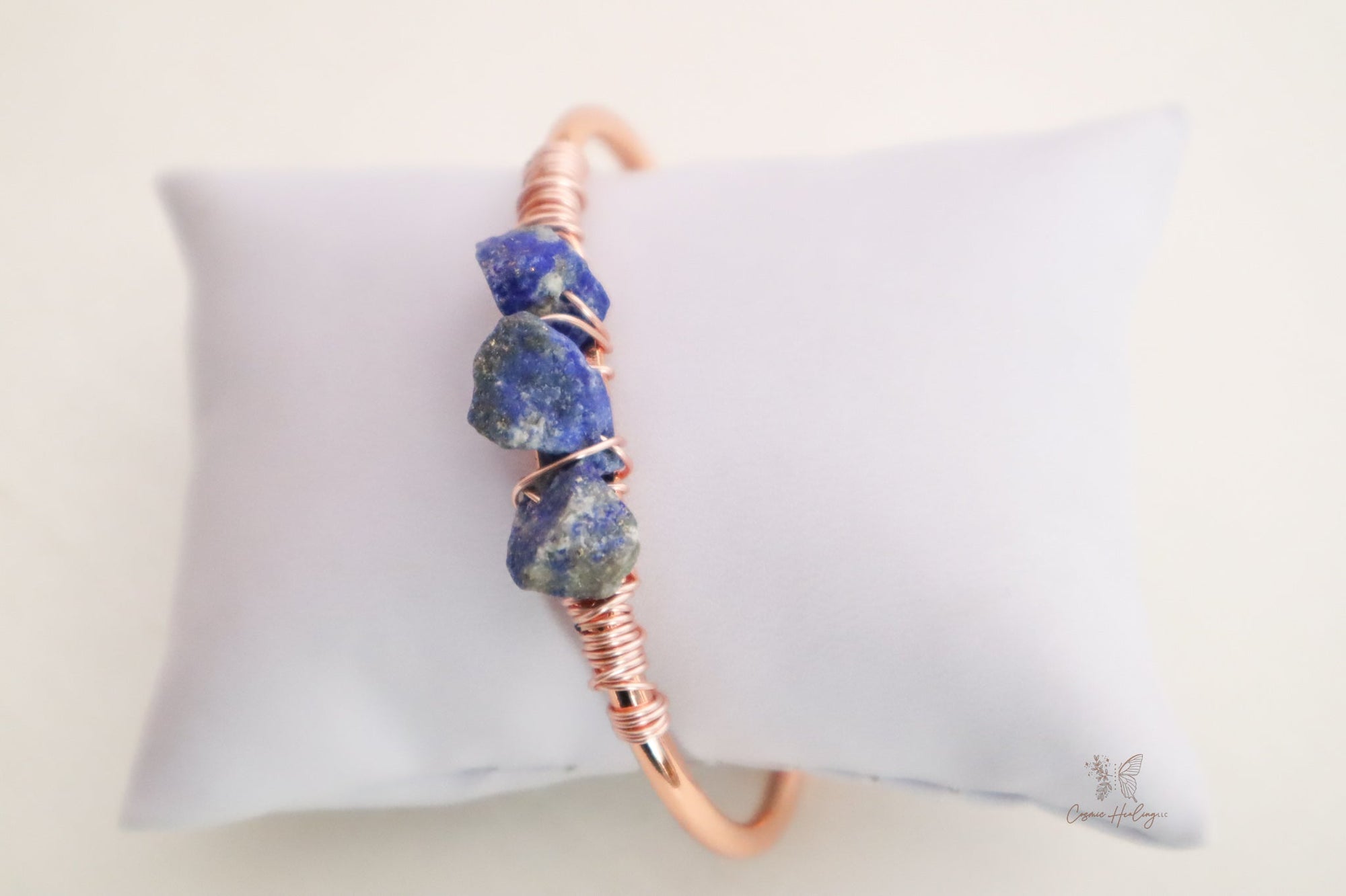 Lapis Lazuli Open Cuff Bangle Bracelet - Shop Cosmic Healing